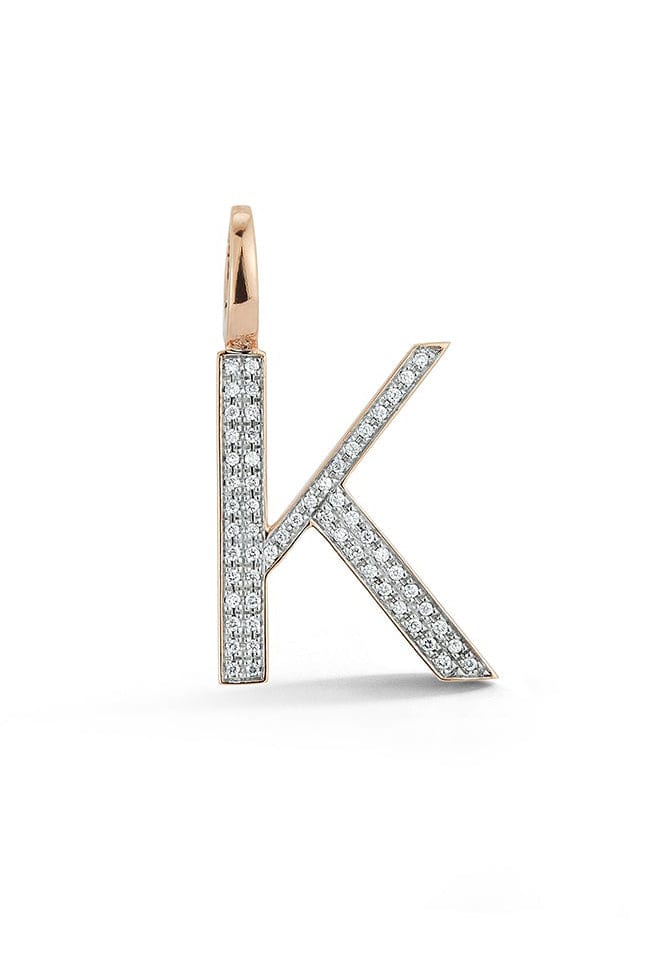 WALTERS FAITH-Woolf Diamond "K" Initial Charm-ROSE GOLD