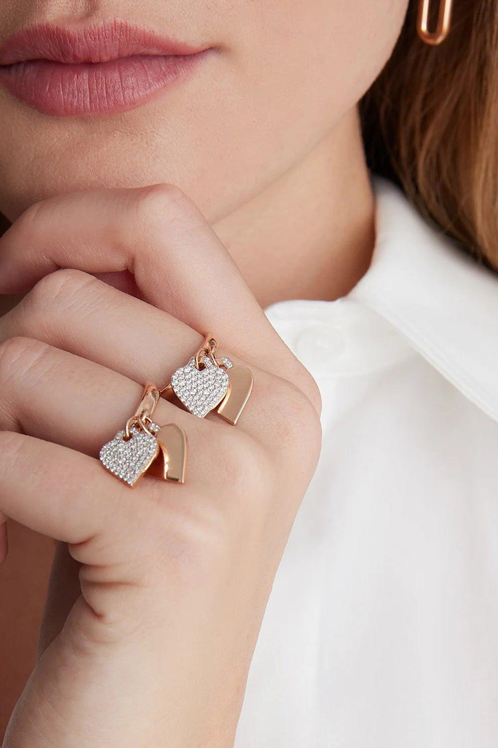 WALTERS FAITH-Dora Diamond Heart Charm Ring-ROSE GOLD