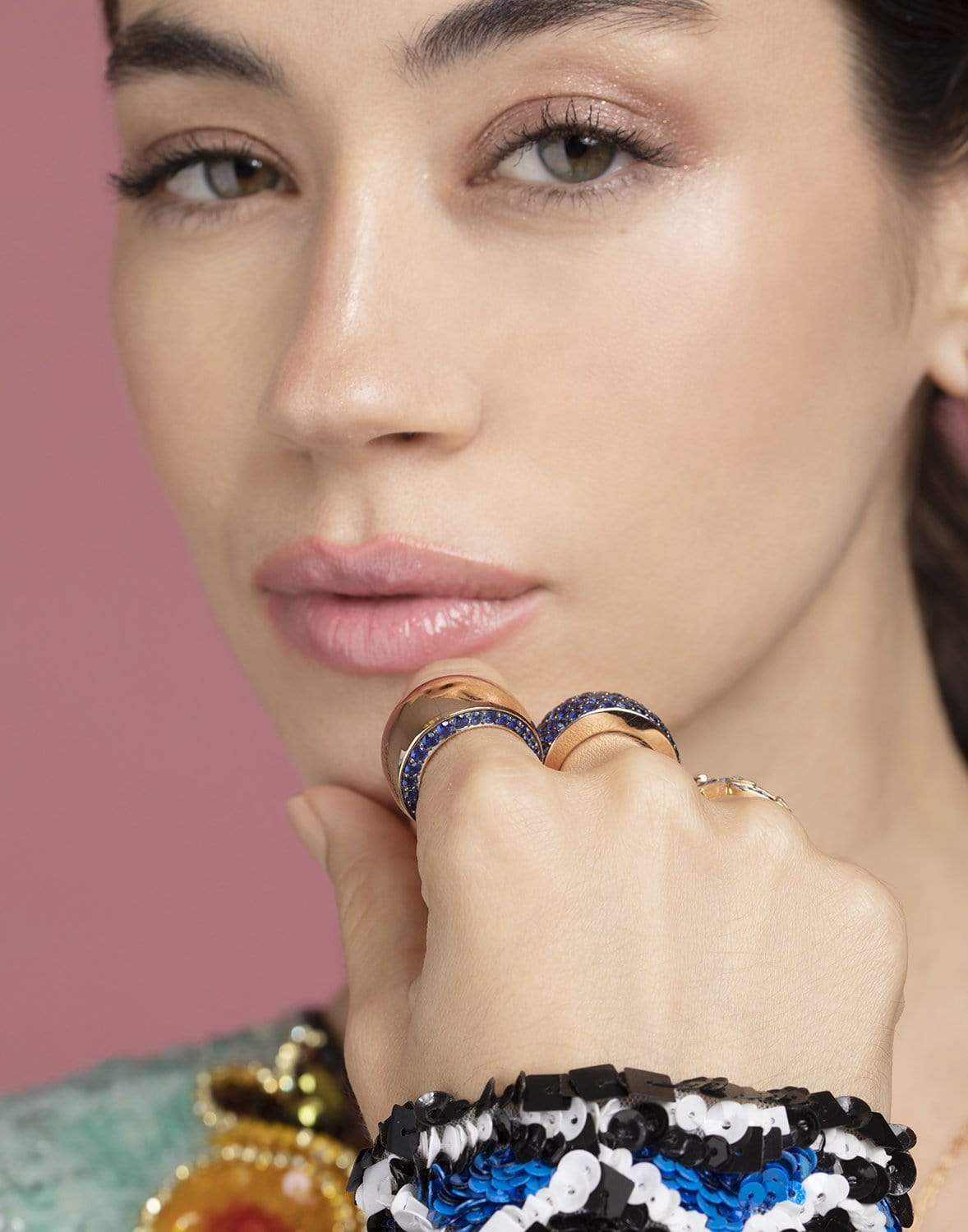 WALTERS FAITH-Lytton Bombe Sapphire Edge Ring-ROSE GOLD