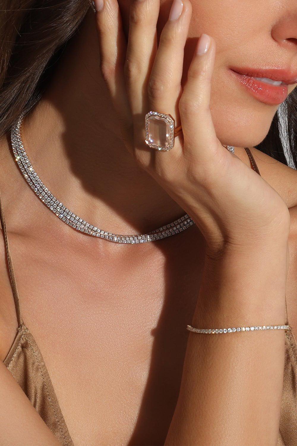 WALTERS FAITH-Rock Crystal Bell Ring-ROSE GOLD