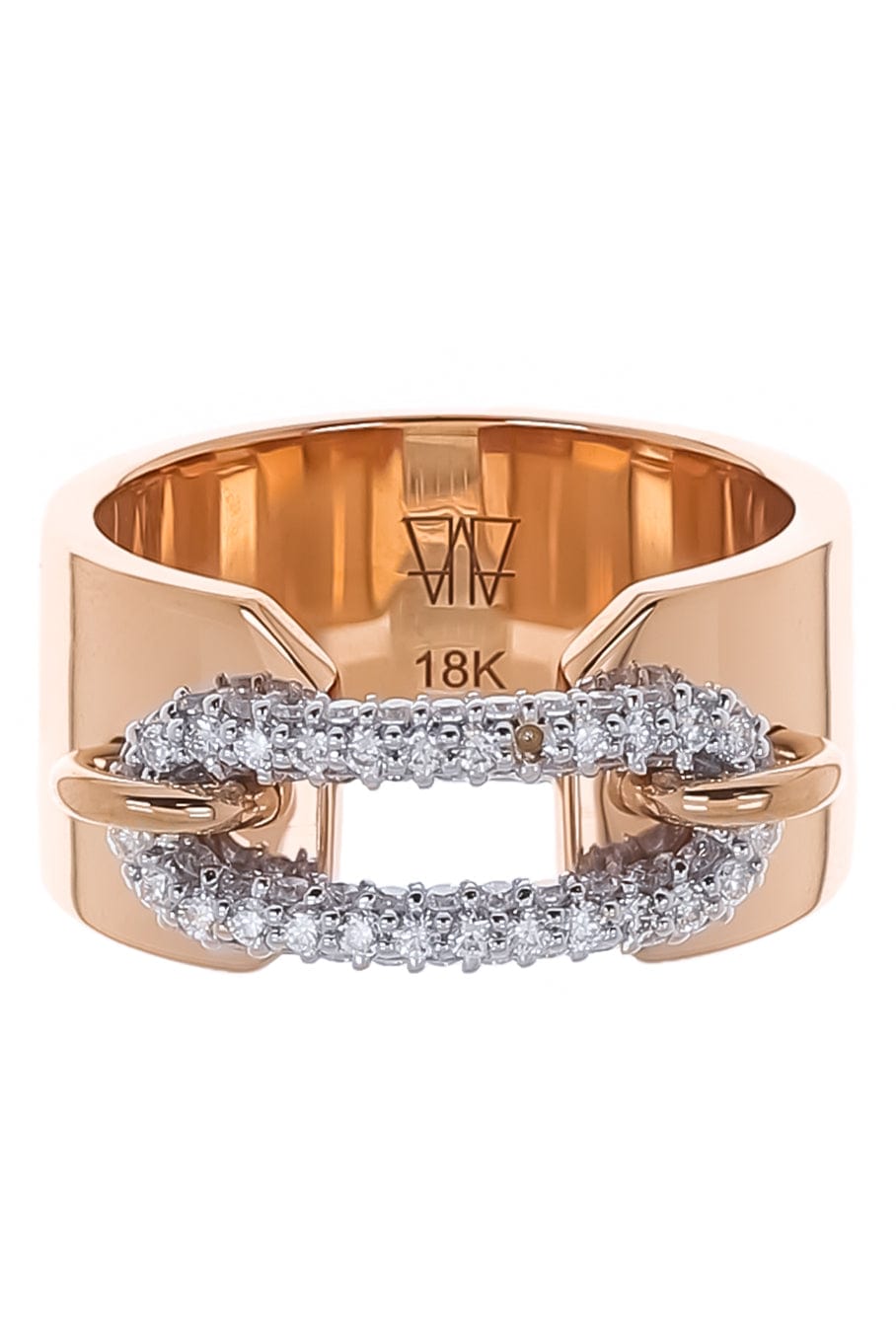 WALTERS FAITH-Elongated Diamond Oval Link Ring-ROSE GOLD