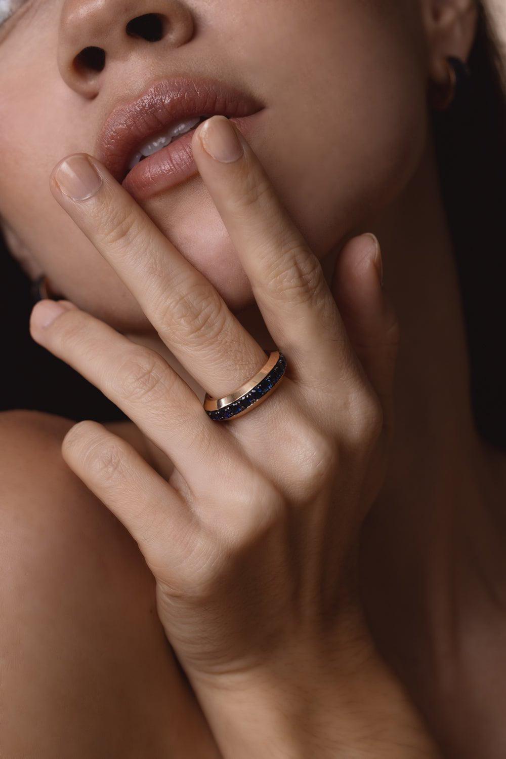 WALTERS FAITH-Grant Sapphire Angled Ring-ROSE GOLD