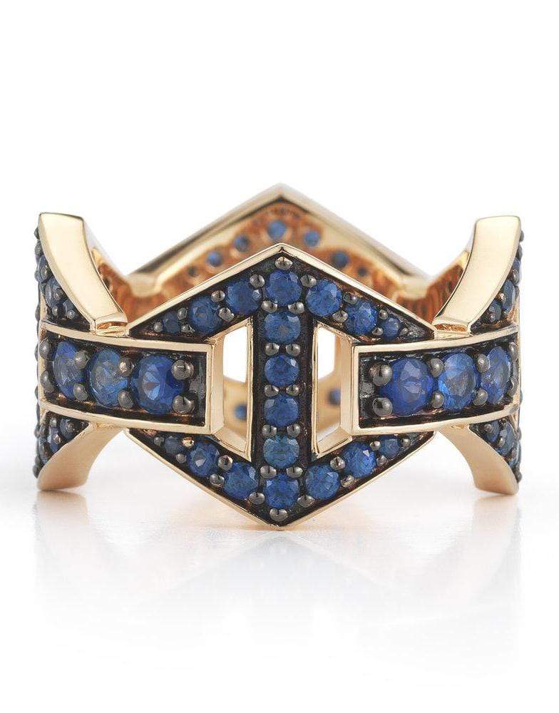 WALTERS FAITH-Keynes Blue Sapphire Large Hexagon Ring-ROSE GOLD