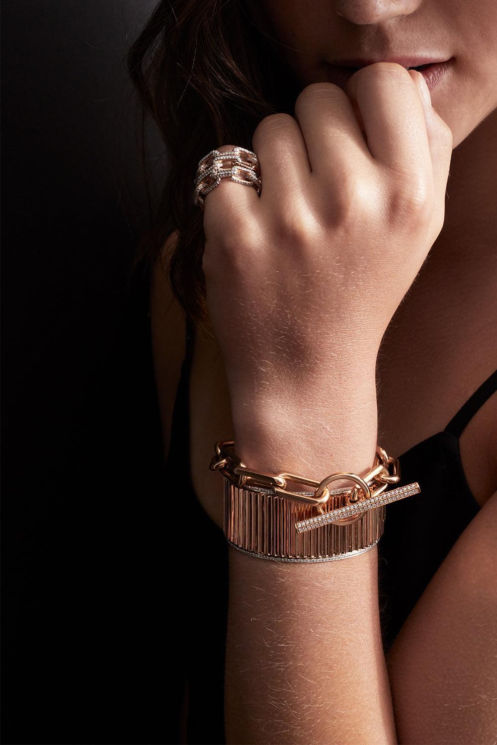 Large All Diamond Saxon Chain Link Ring-ROSE GOLD-6.5-JEWELRYFINE JEWELRING-WALTERS FAITH