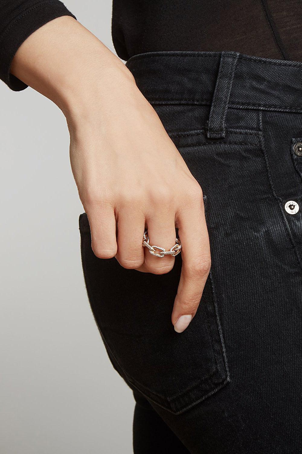 Large All Diamond Saxon Chain Link Ring-ROSE GOLD-6.5-JEWELRYFINE JEWELRING-WALTERS FAITH