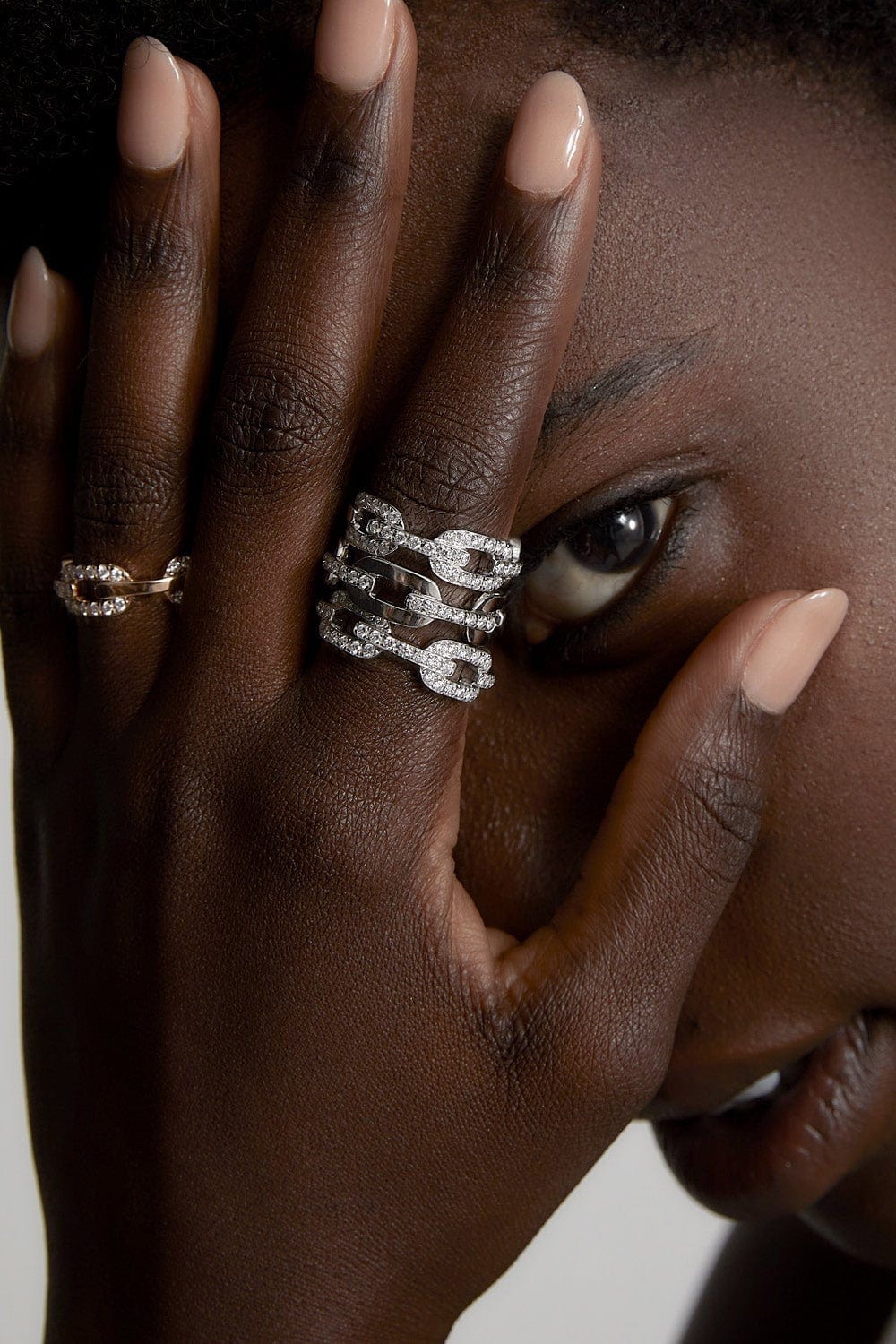 WALTERS FAITH-Saxon Diamond Flat Chain Link Ring-ROSE GOLD