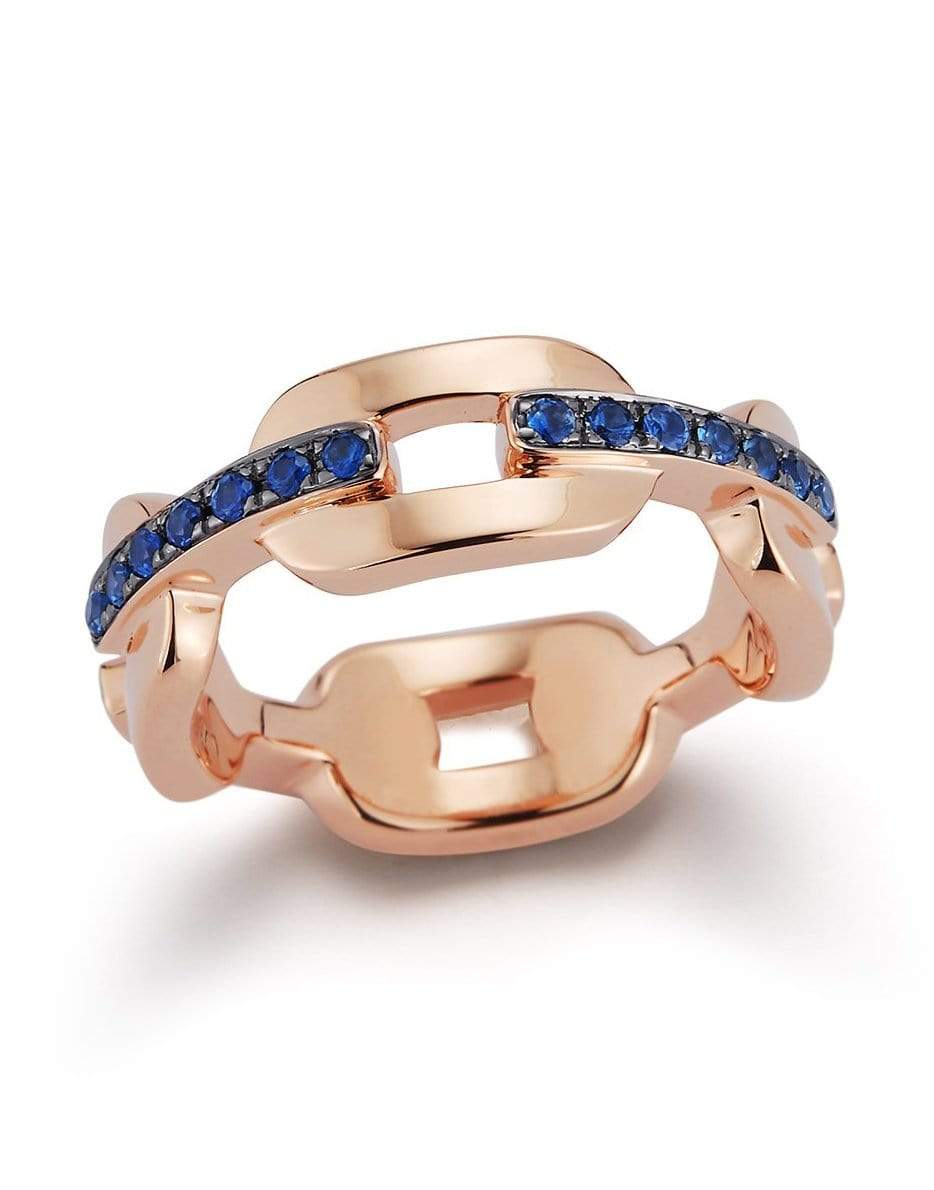 WALTERS FAITH-Saxon Blue Sapphire Bar Flat Chain Link Ring-ROSE GOLD