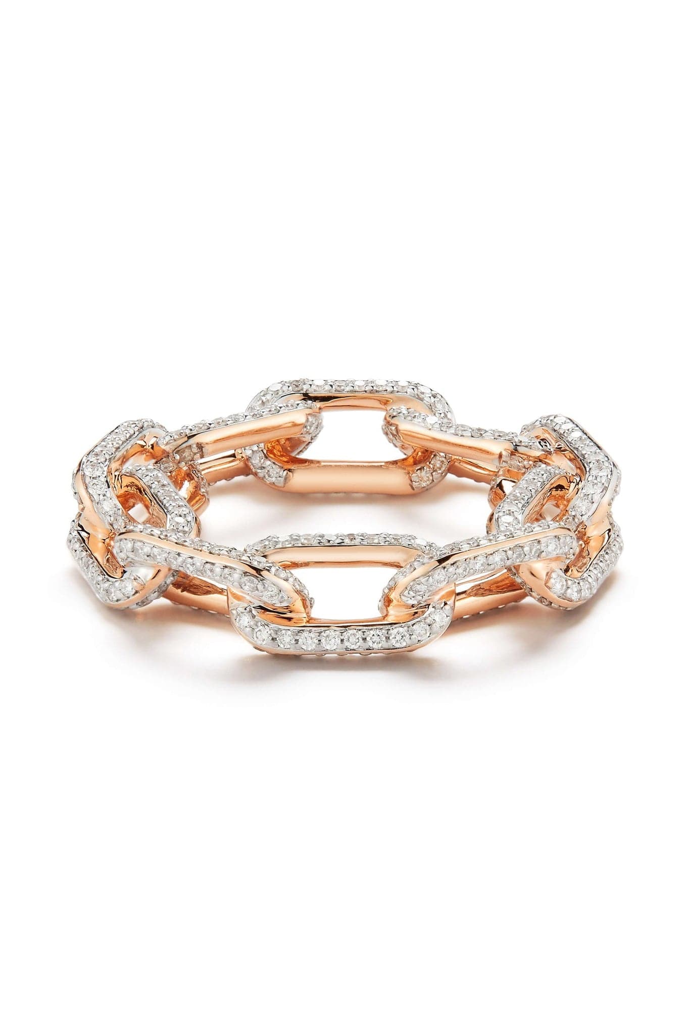 WALTERS FAITH-Saxon Large All Diamond Chain Link Ring-ROSE GOLD