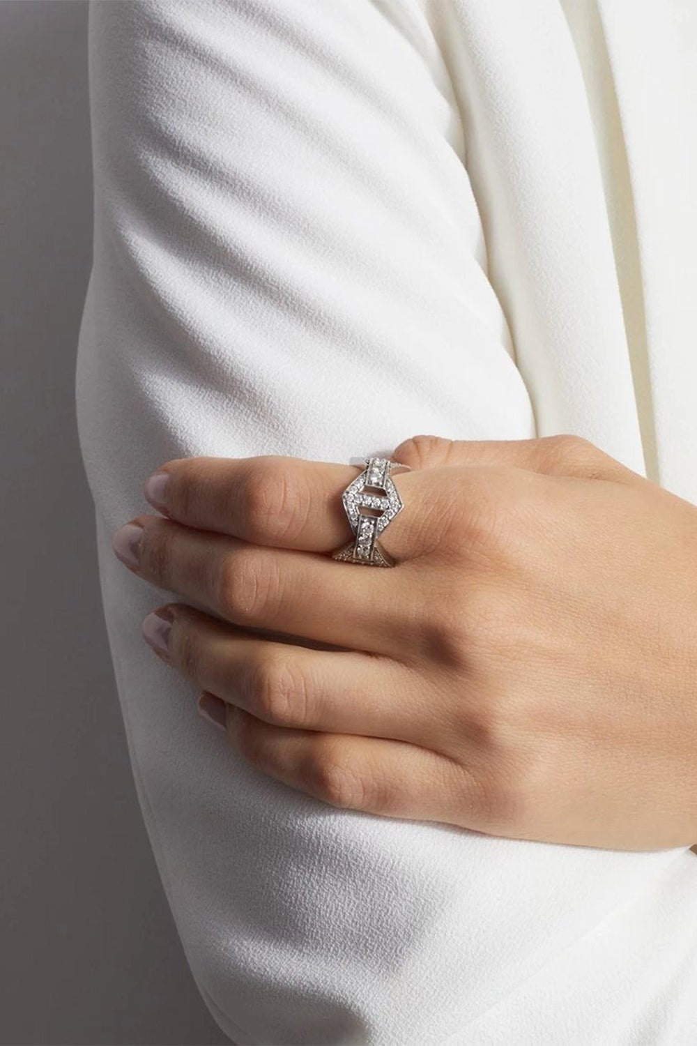 WALTERS FAITH-Keynes Diamond Signature Hexagon Ring-WHITE GOLD