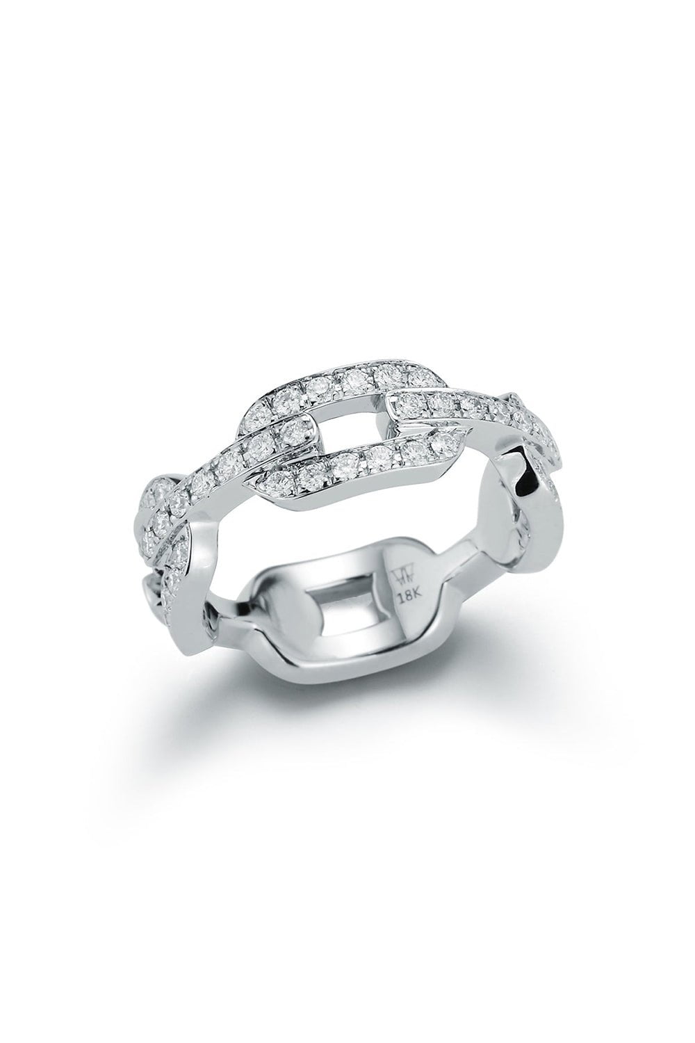 WALTERS FAITH-Saxon All Diamond Flat Chain Link Ring-WHITE GOLD
