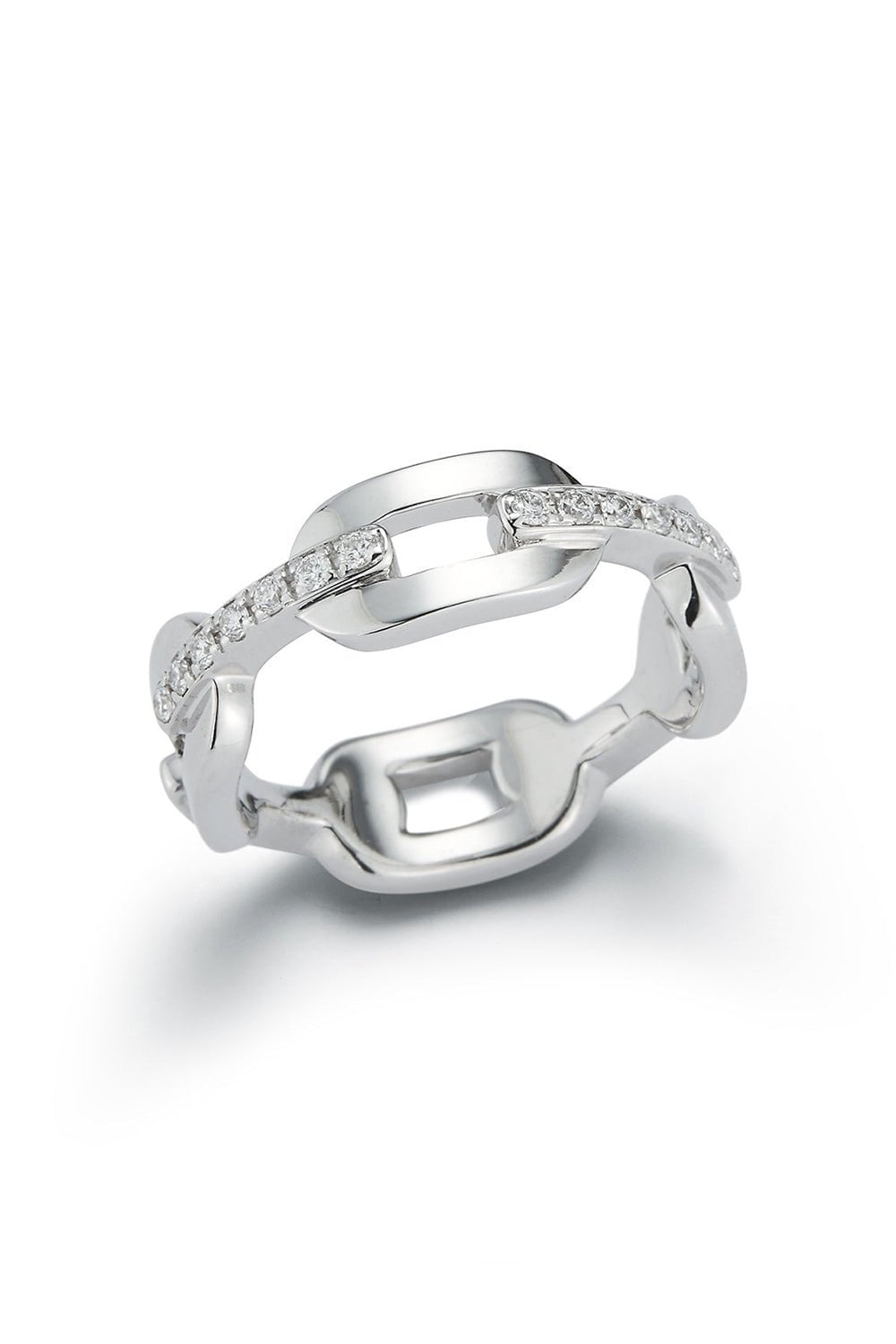 WALTERS FAITH-Saxon Diamond Bar Flat Chain Link Ring-WHITE GOLD