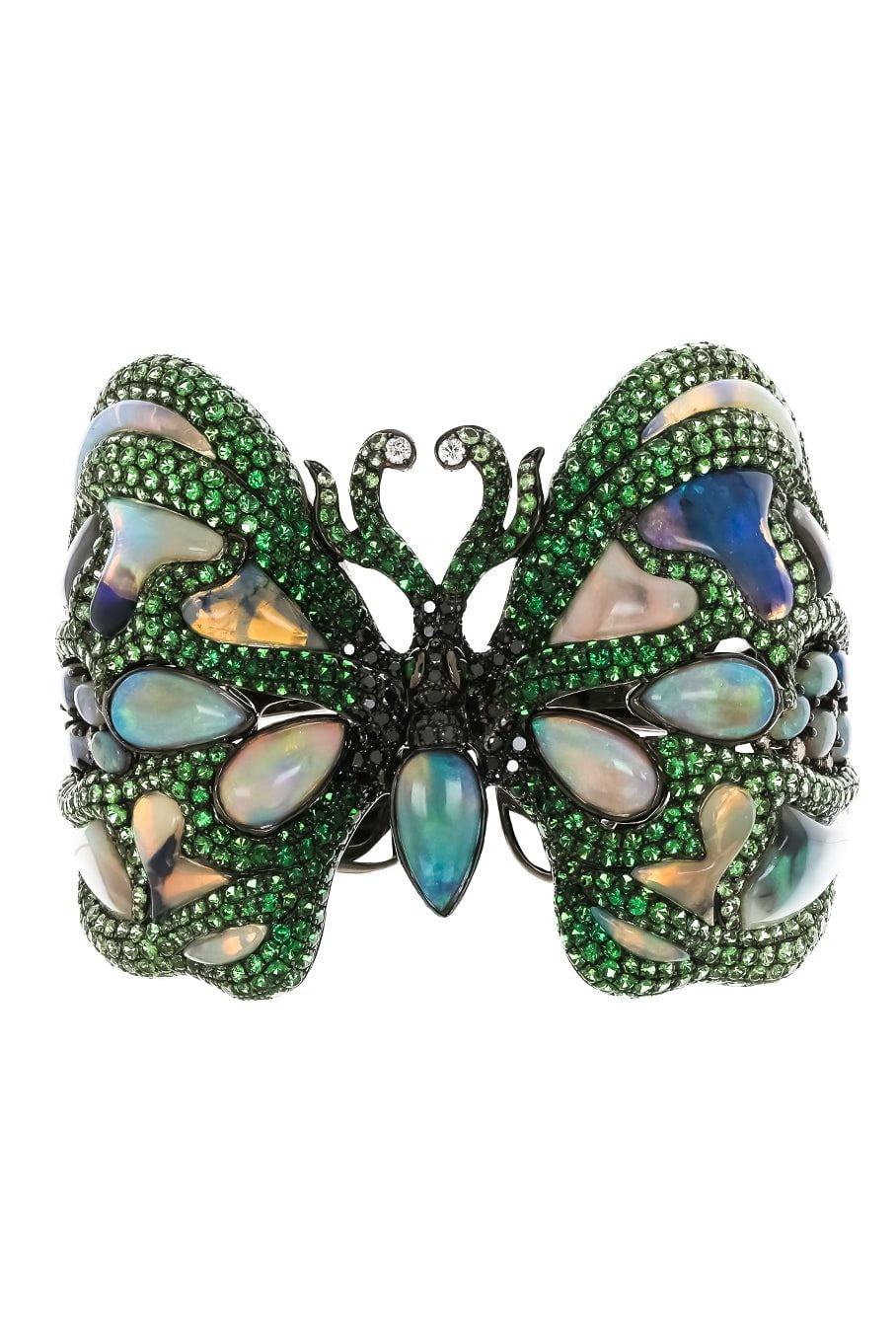 WENDY YUE-Opal Diamond Butterfly Cuff Bracelet-WHITE GOLD