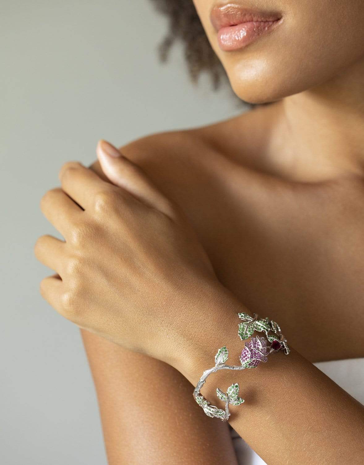 WENDY YUE-Rubellite Rose Bracelet-WHITE GOLD
