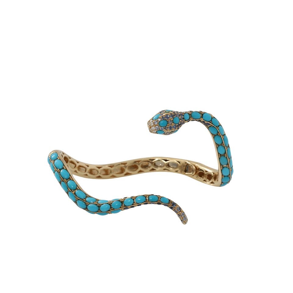 WENDY YUE-Turquoise Snake Cuff-YELLOW GOLD