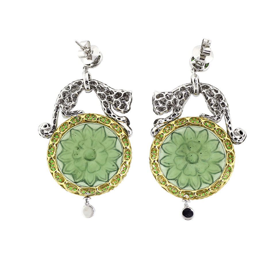 WENDY YUE-Carved Serpentine Earrings-WHITE GOLD