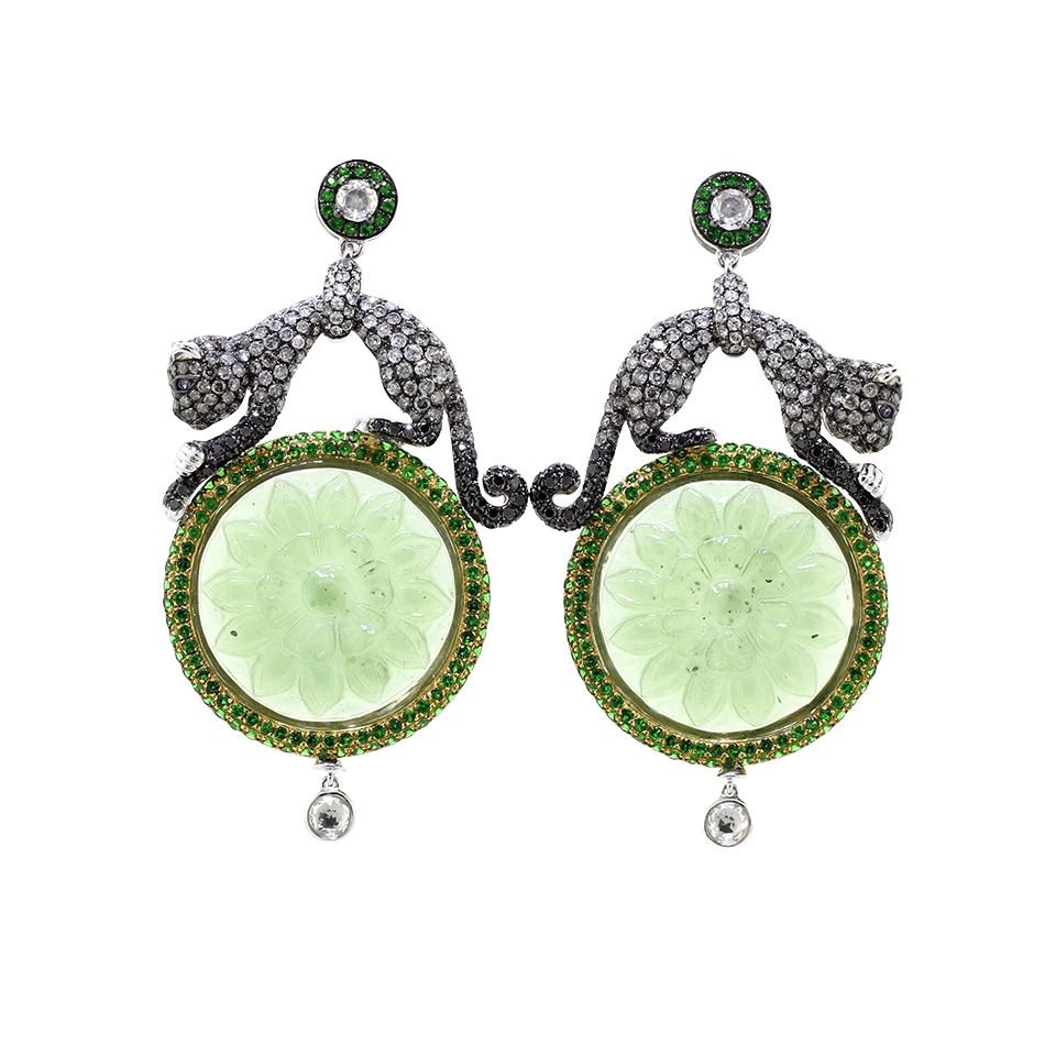 WENDY YUE-Carved Serpentine Earrings-WHITE GOLD