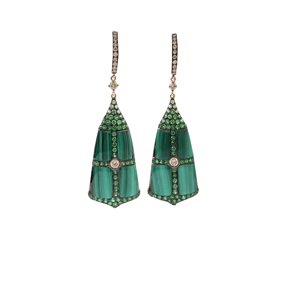 WENDY YUE-Malachite Earrings-YELLOW GOLD