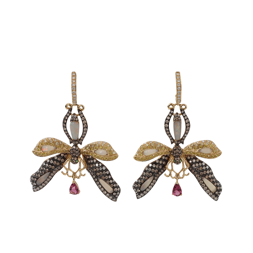 WENDY YUE-Opal Dragonfly Earrings-YELLOW GOLD