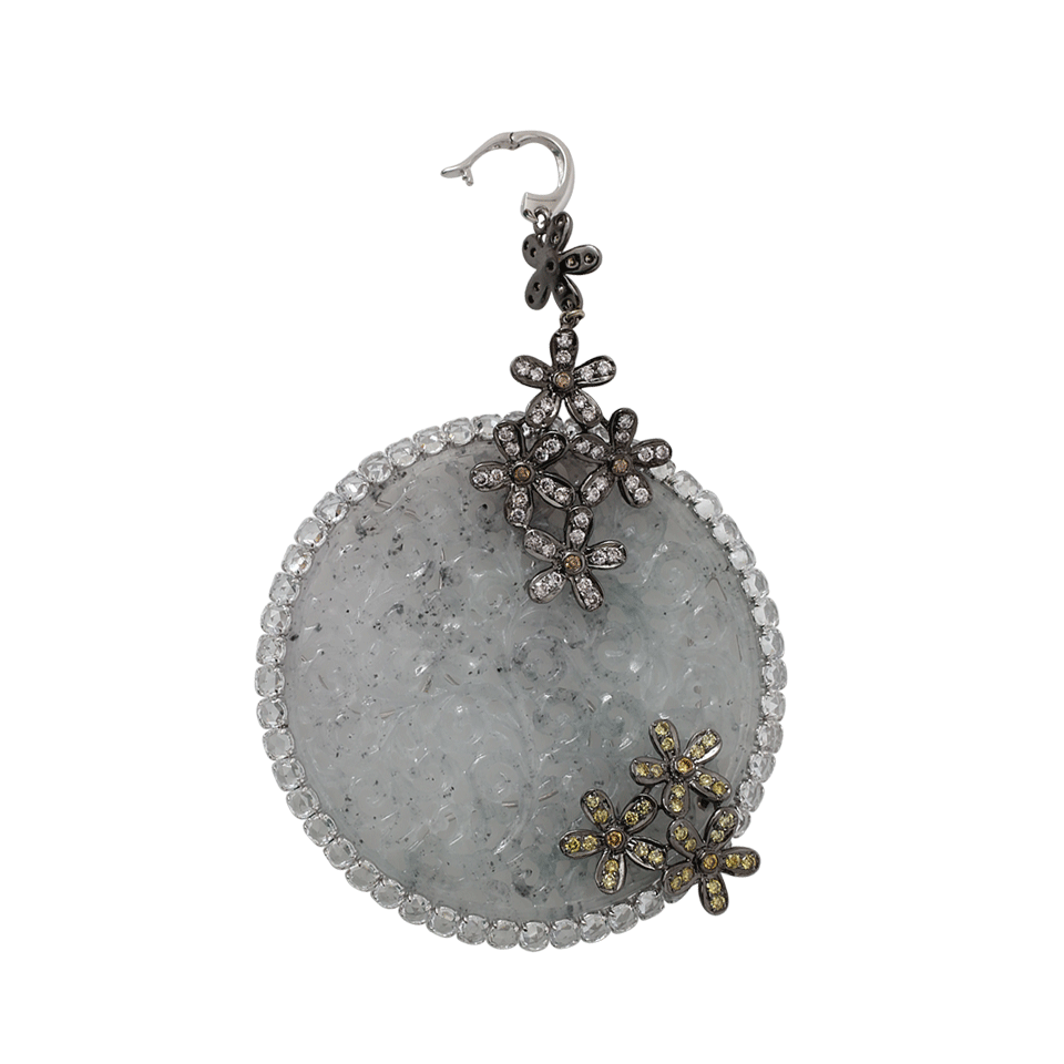 WENDY YUE-Carved White Jade Necklace-WHITE GOLD