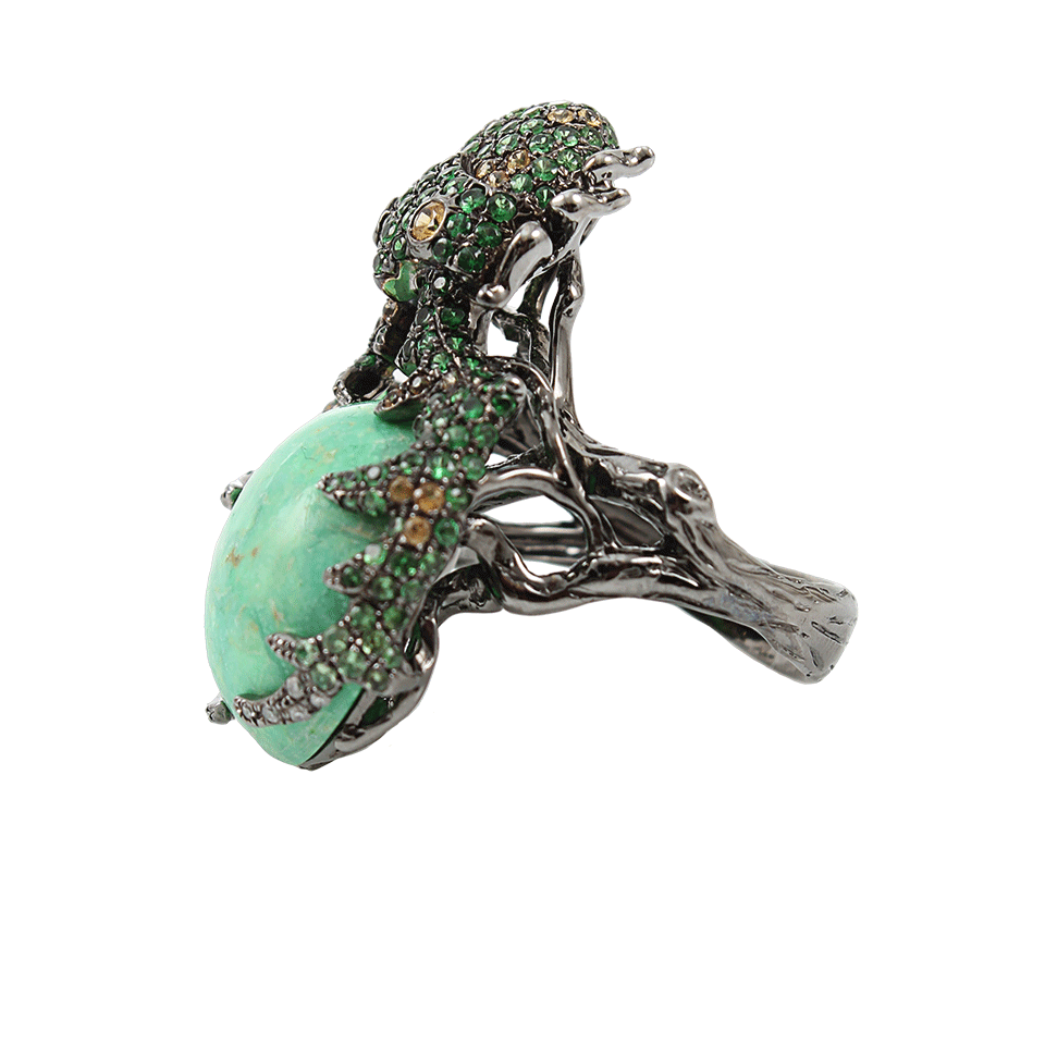 WENDY YUE-Green Turquoise Beetle Ring-BLACK GOLD