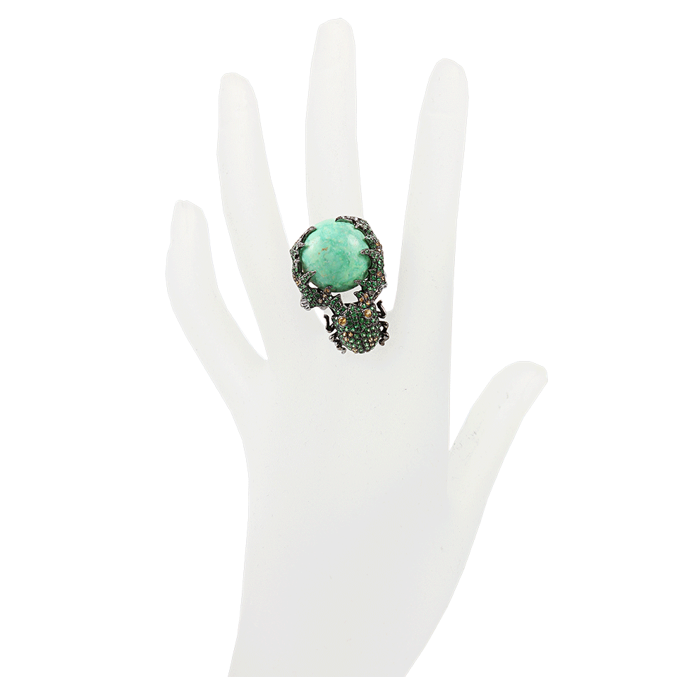 WENDY YUE-Green Turquoise Beetle Ring-BLACK GOLD