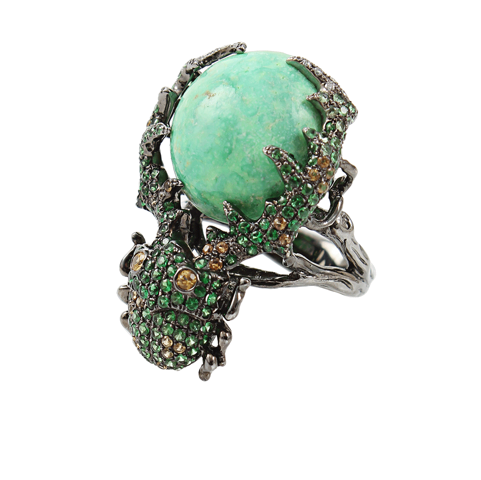 WENDY YUE-Green Turquoise Beetle Ring-BLACK GOLD