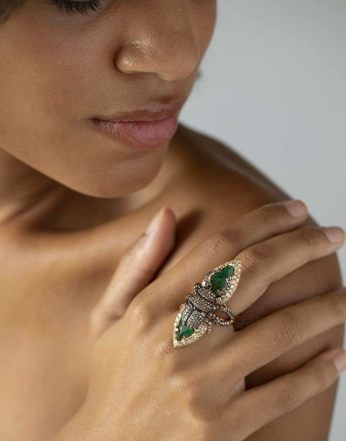 WENDY YUE-Diamond Scarab Ring-ROSE GOLD