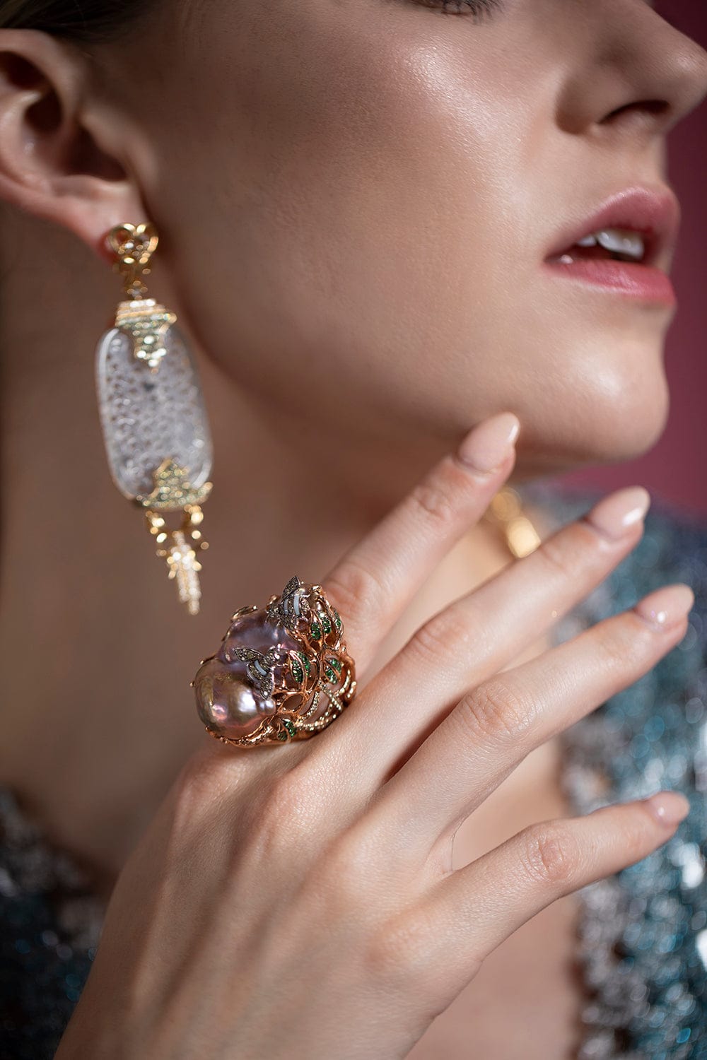 WENDY YUE-Pearl and Fancy Diamond Ring-ROSE GOLD