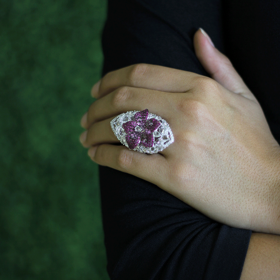 WENDY YUE-Pink And White Sapphire Ring-WHITE GOLD