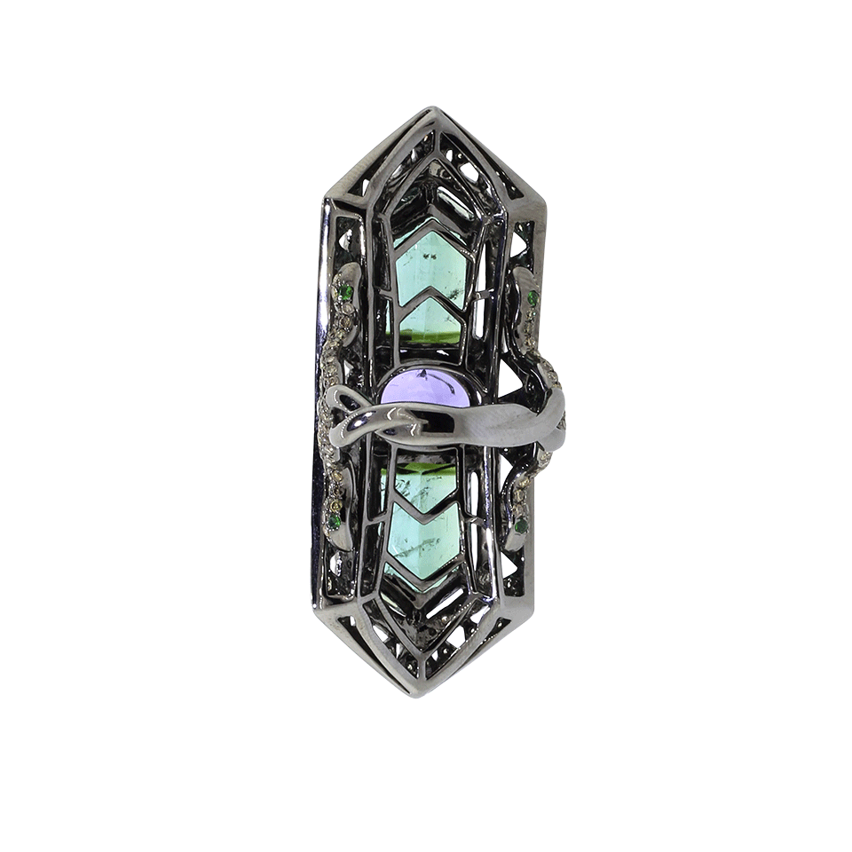 WENDY YUE-Tanzanite And Tourmaline Ring-WHITE GOLD