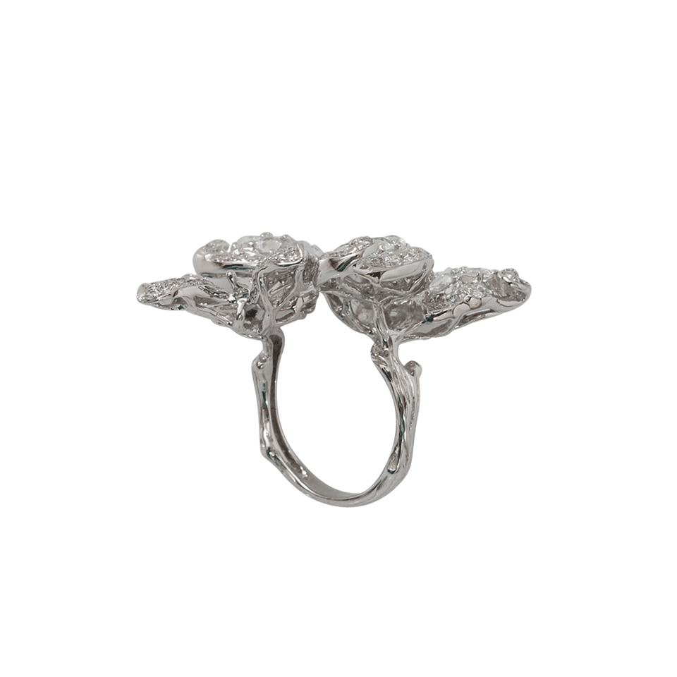 WENDY YUE-Diamond And Sapphire Butterfly Ring-WHITE GOLD