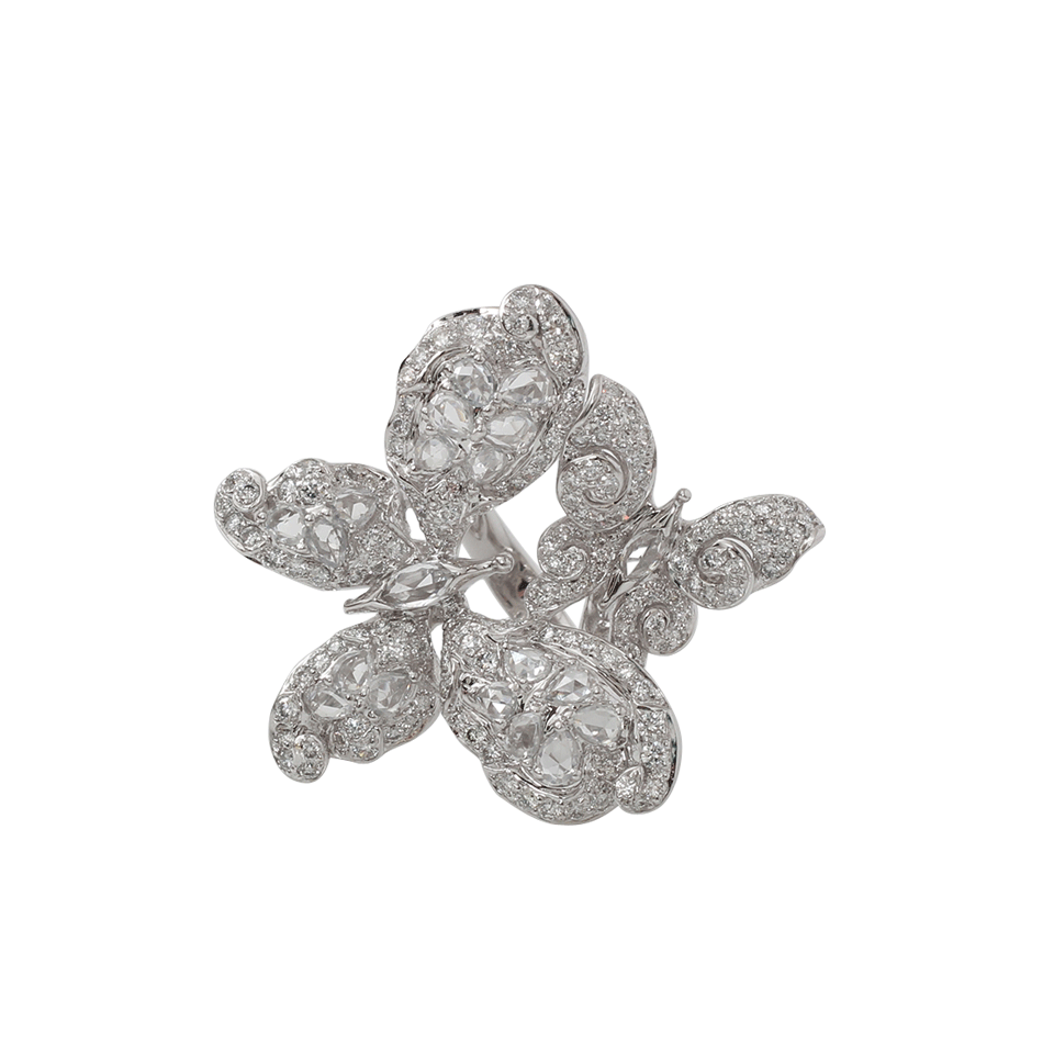 WENDY YUE-Diamond And Sapphire Butterfly Ring-WHITE GOLD