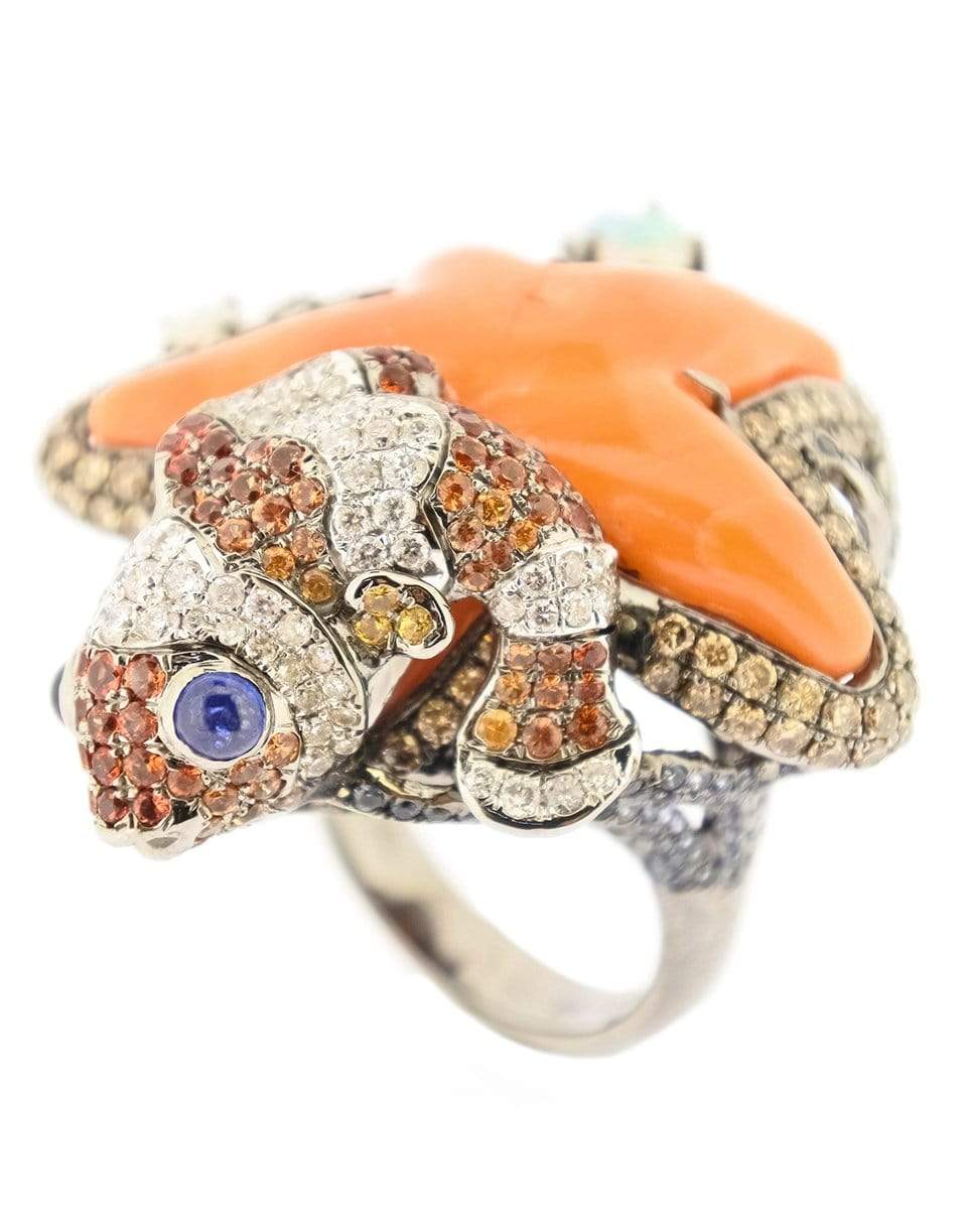 WENDY YUE-Coral Starfish Ring-WHITE GOLD