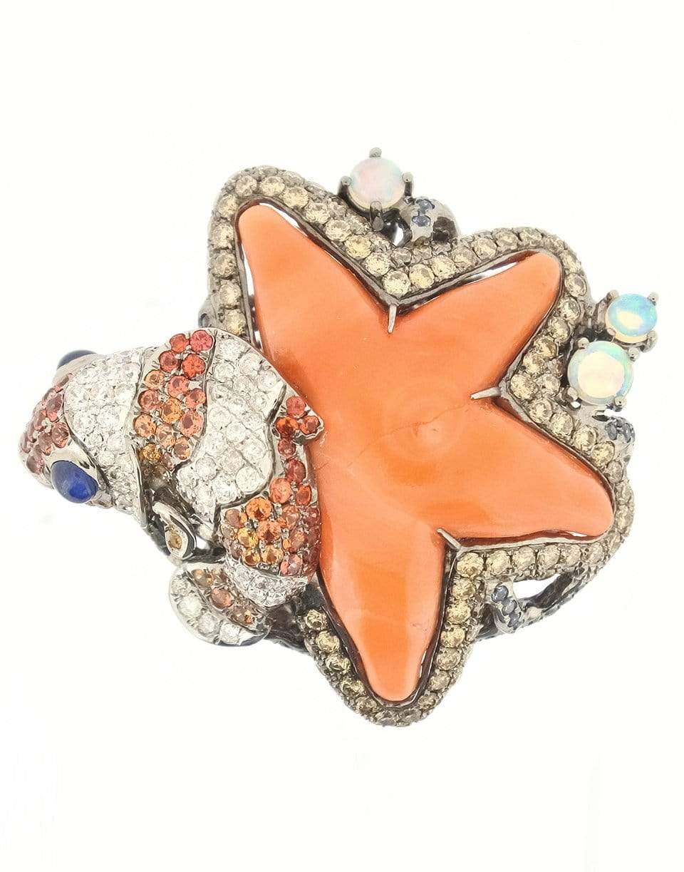 WENDY YUE-Coral Starfish Ring-WHITE GOLD