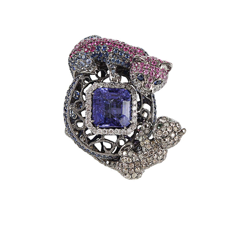 WENDY YUE-Blue Sapphire and Tanzanite Ring-WHT GOLD