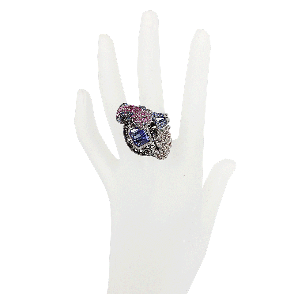 WENDY YUE-Blue Sapphire and Tanzanite Ring-WHT GOLD