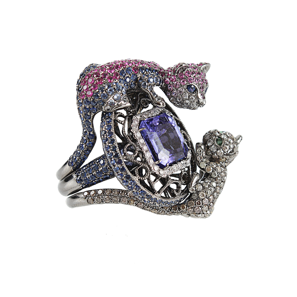 WENDY YUE-Blue Sapphire and Tanzanite Ring-WHT GOLD