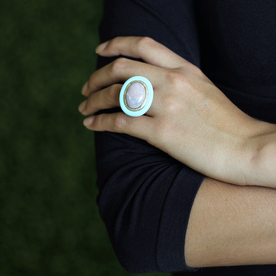 WENDY YUE-Opal And Turquoise Ring-YELLOW GOLD