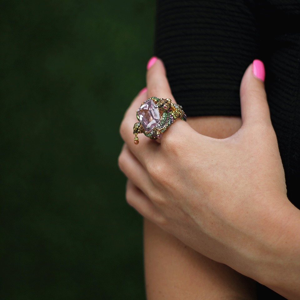 WENDY YUE-Kunzite Bird Ring-YELLOW GOLD