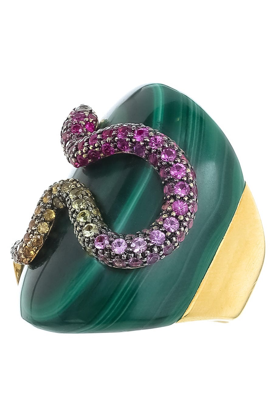 WENDY YUE-Malachite Snake Ring-YKWGOLD