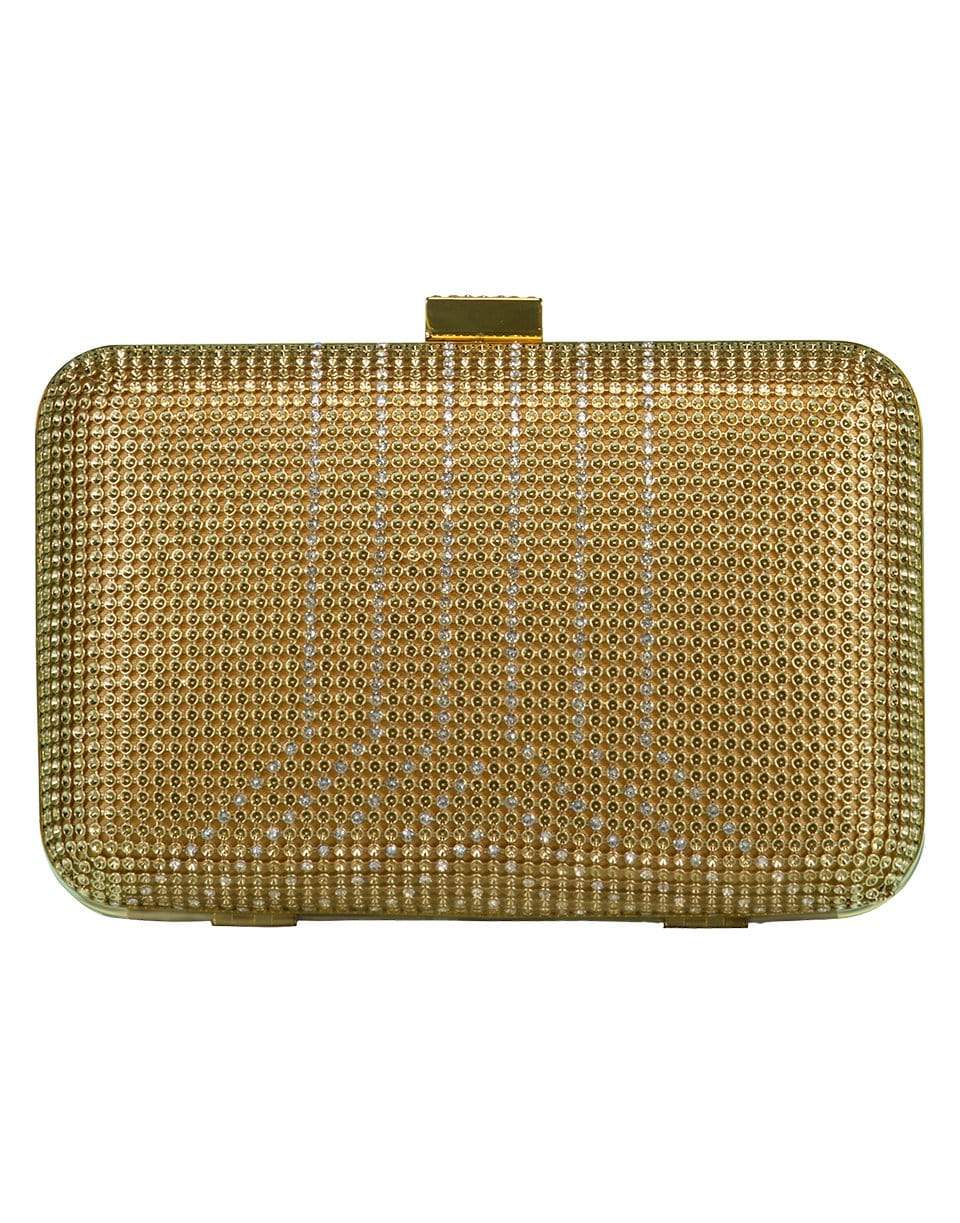 WHITING & DAVIS-Gold Crystal Yves Minaudiere Box Clutch-GOLD