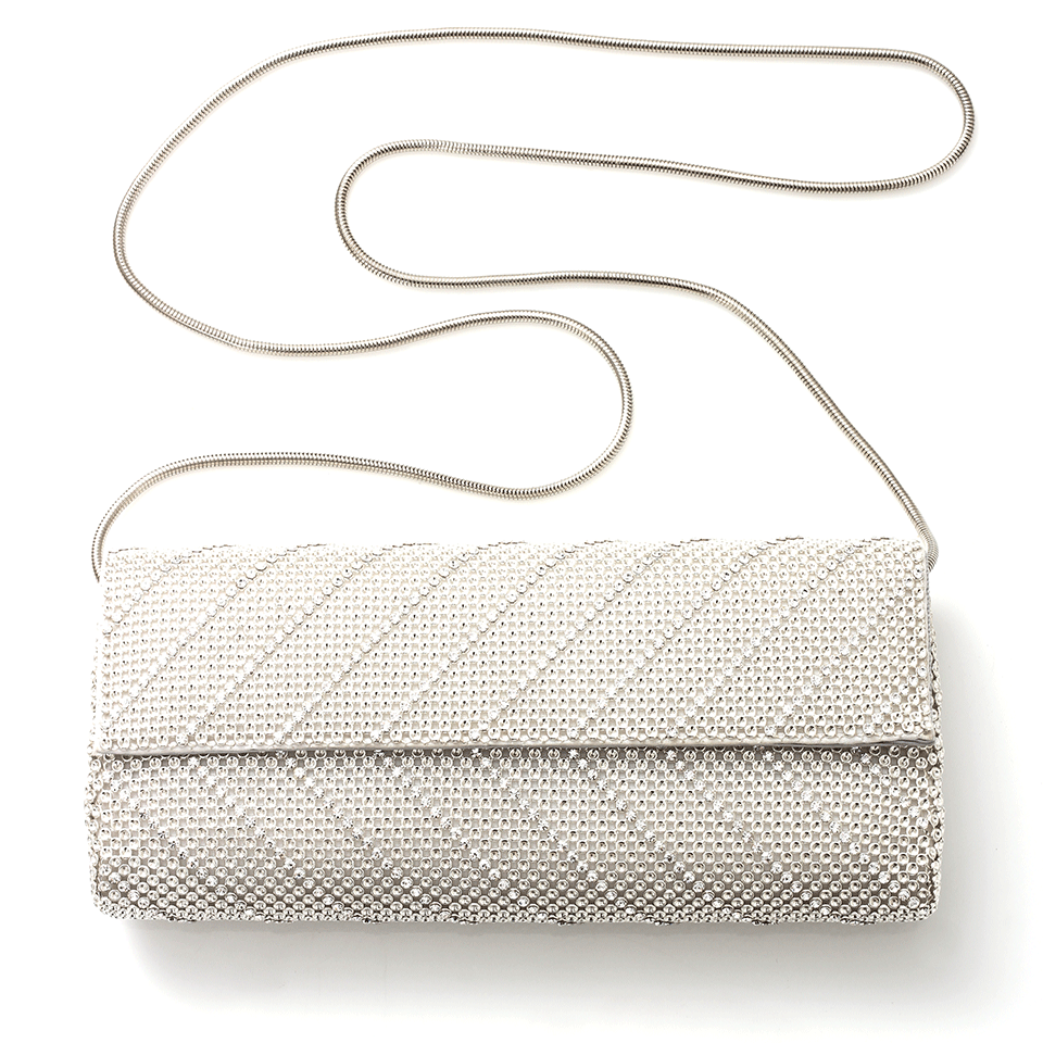WHITING & DAVIS-Crystal Chevron Clutch-SILVER