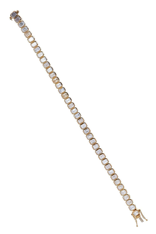 Diamond North South Bezel Bracelet-YELLOW GOLD-JEWELRYFINE JEWELBRACELET O-WITH LOVE