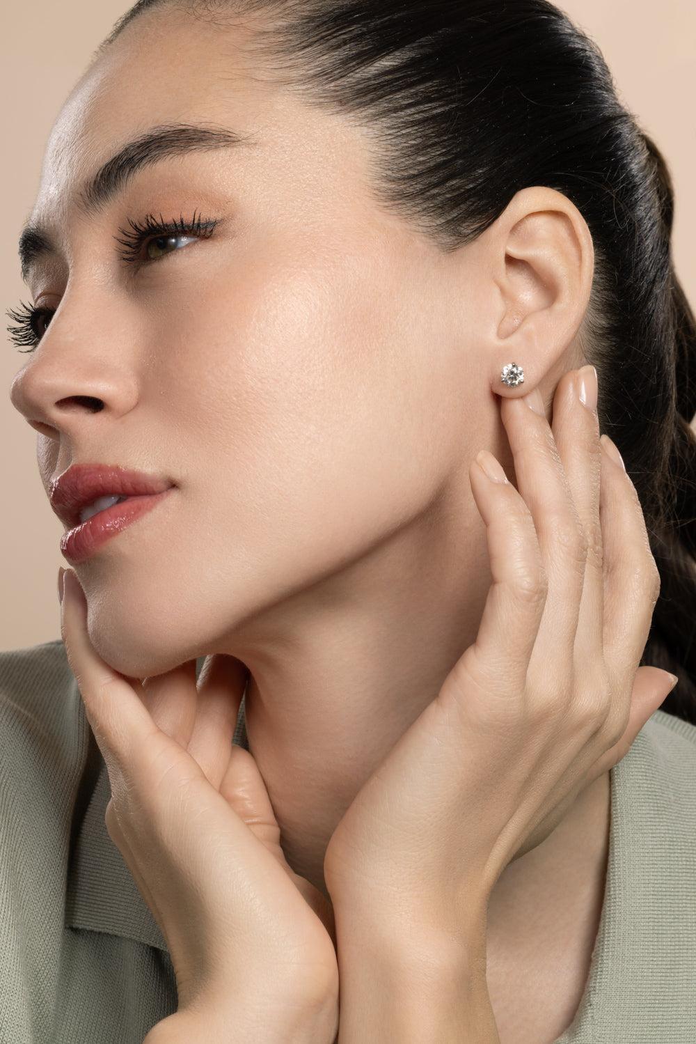 Diamond Martini Round Solitaire Stud Earrings-WHITE GOLD-JEWELRYFINE JEWELEARRING-WITH LOVE