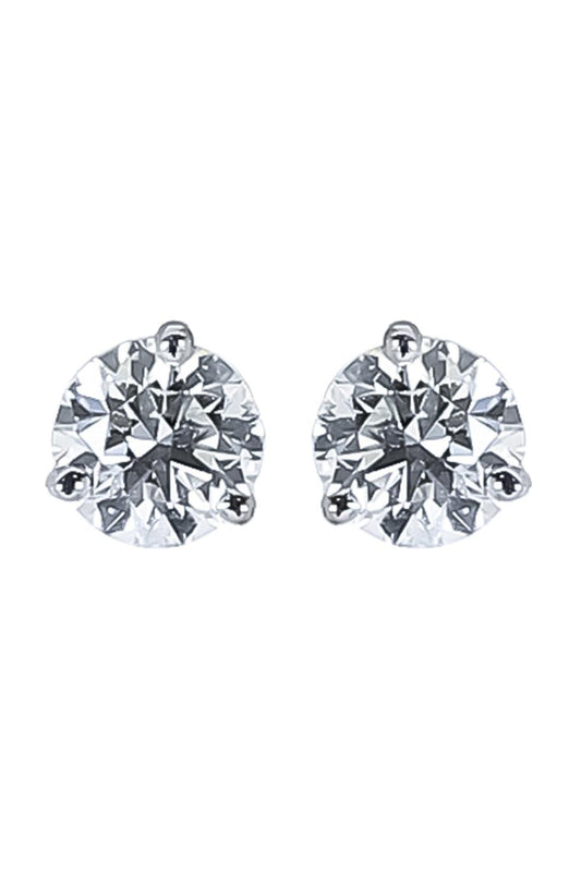 Diamond Martini Round Solitaire Stud Earrings-WHITE GOLD-JEWELRYFINE JEWELEARRING-WITH LOVE