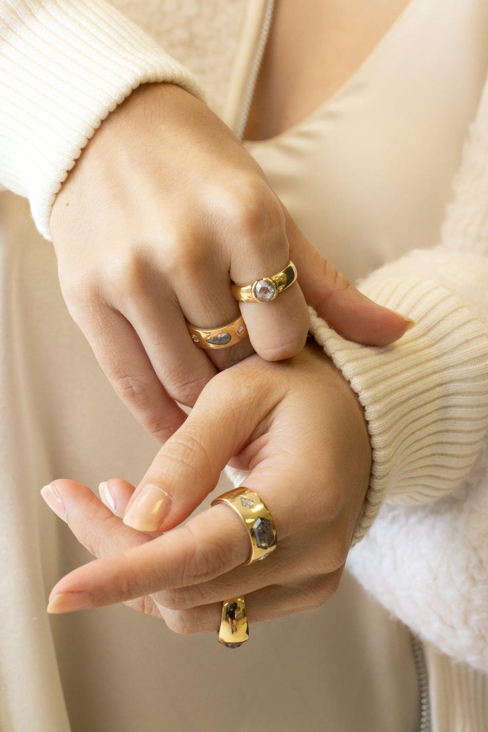 WITH LOVE-Rustic Pear Ring-YELLOW GOLD