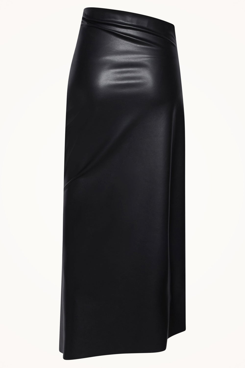 WOLFORD-Side Ruched Midi Skirt-