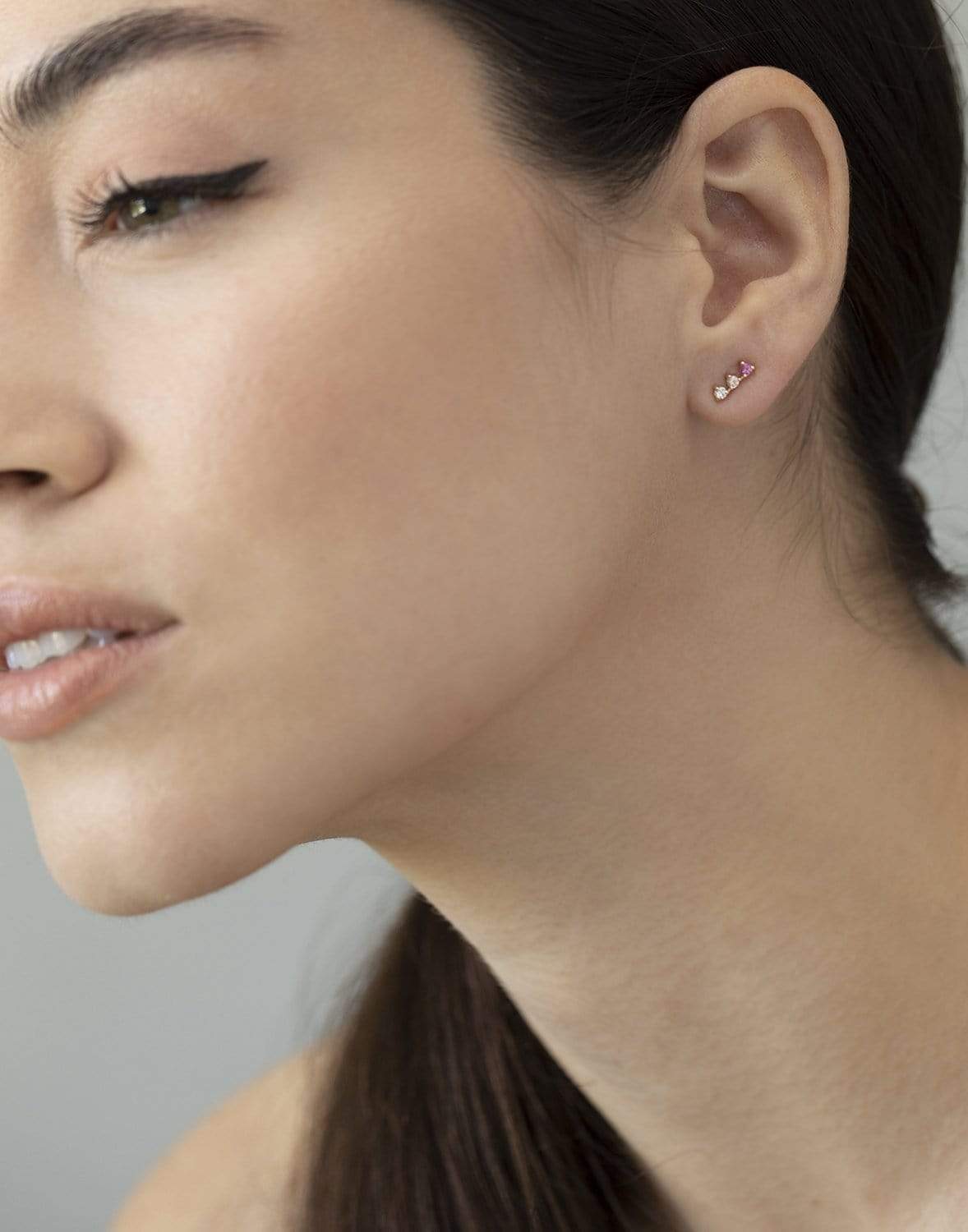 WWAKE-Blush Gradient Three-Step Earrings-YELLOW GOLD