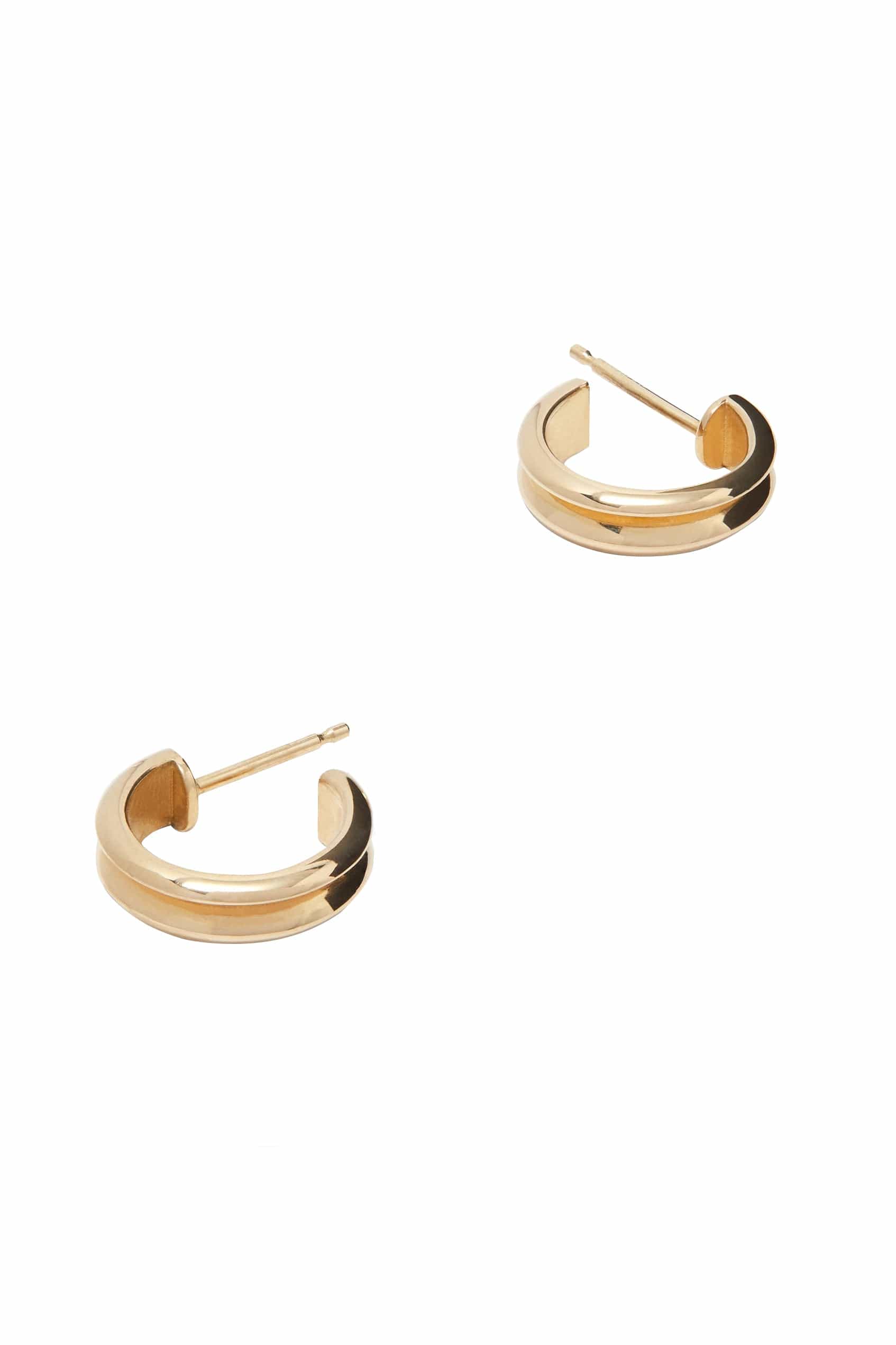 WWAKE-Narrow Ripple Hoops-YELLOW GOLD