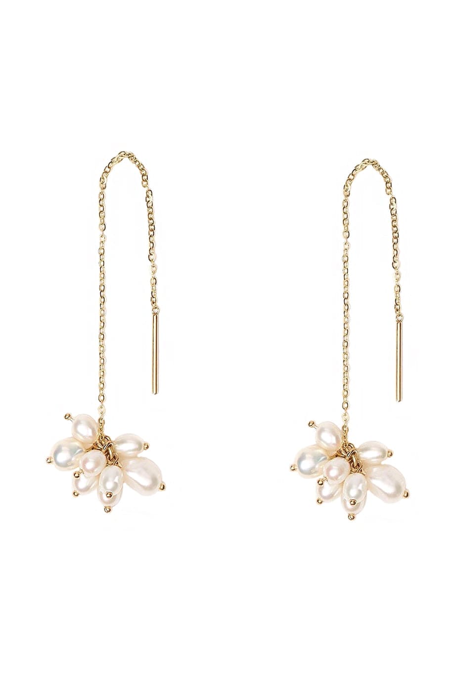WWAKE-Pearl Cloudburst Threader-YELLOW GOLD
